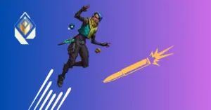 Valorant movement guide thumbnail featuring the agent Neon mid-air with Radiant rank icon